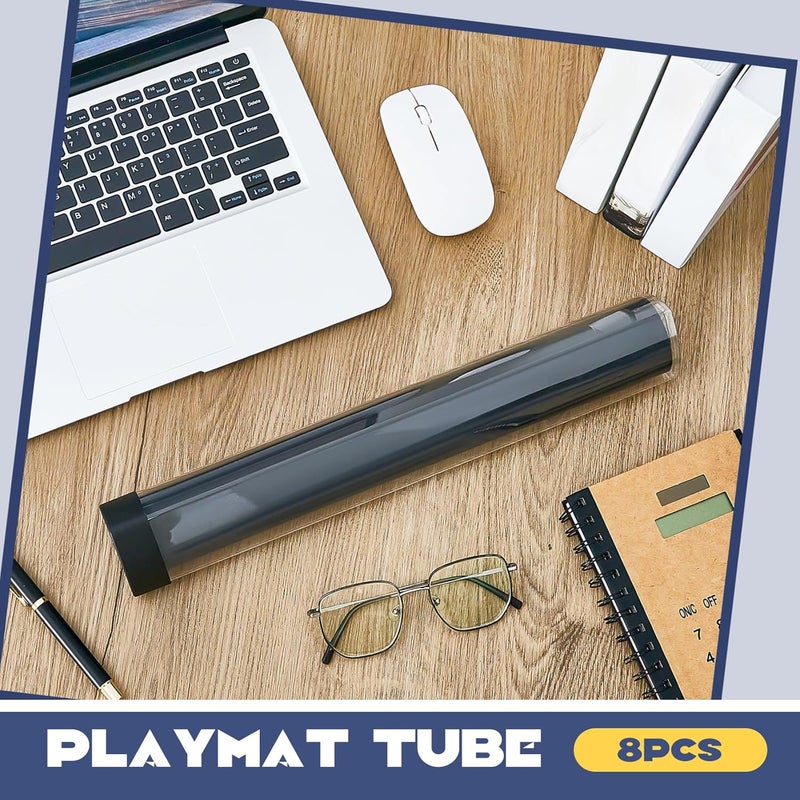 Hsei 8 Pcs Gaming Prism Playmat Tube 15 Inch Play Mat Poster Holder Tube Easy in and Out Playmat Case for Card Storage Toy Card Play Mat, Won't Roll Off Surfaces(Black, Clear) - Image 4